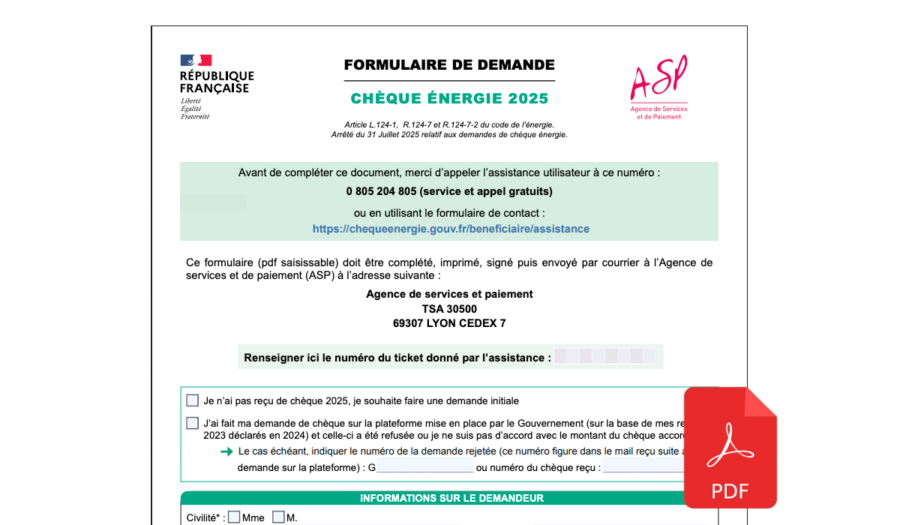 formulaire réclamation chèque énergie