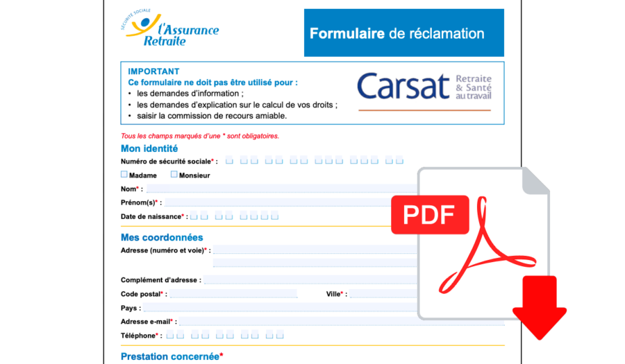 formulaire réclamation carsat