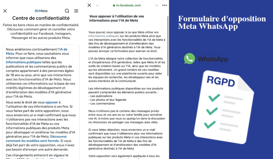 Formulaire d'opposition Meta WhatsApp